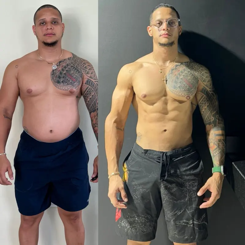Transformación de un cliente de Junior Villegas, antes y después
